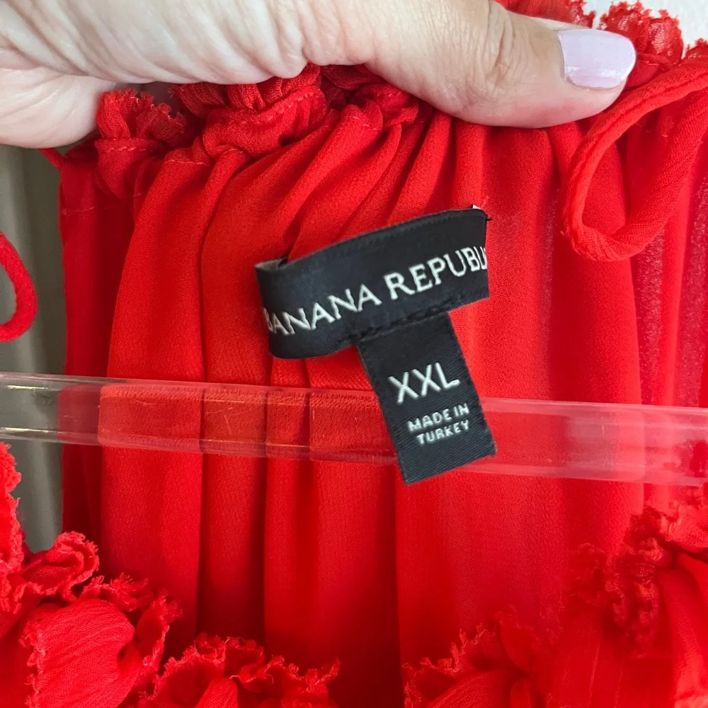 BANANA REPUBLIC Red Ruffle Halter Neck Maxi Dress - Picture 7 of 7